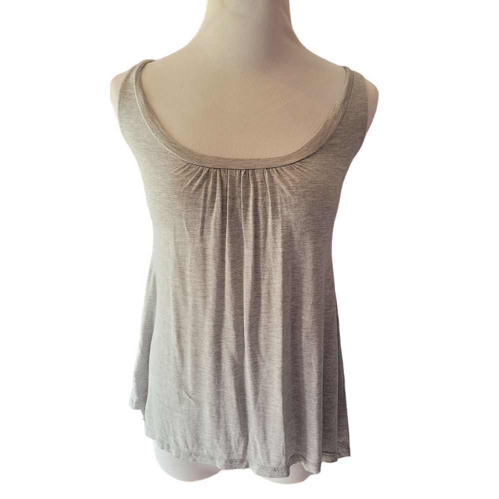 Goldie London Gray Open Back Tie Tank Top Pleated Scoop Neck Cotton XS USA Y2K‎